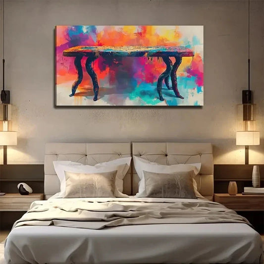 Modern Abstract Table Wall Art Canvas Office Home Room Framed 120x60cm