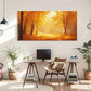 Autumn Forest Golden Hues Warm Wall Art Canvas Office Home Room Framed 120x60cm