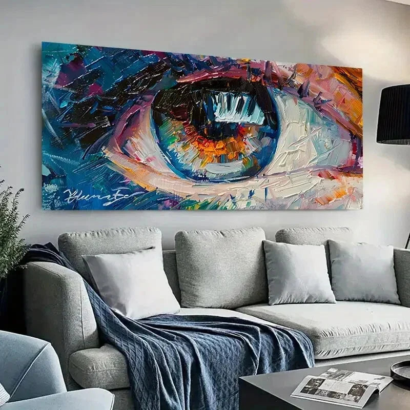 Abstract Painting with Vibrant Wall Art Canvas Office Home Room Framed 120x60cm