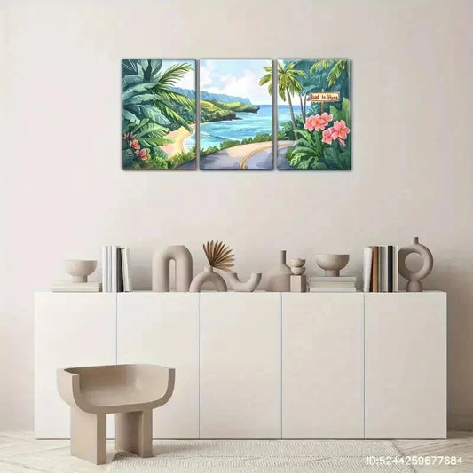 3pcs  Tropical Island Decoration Maui Landscape Metal Print  Ready to Hang Art