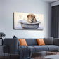 Whimsical Lion Cub in Bathtub Wall Art Canvas Office Home Room Framed 120x60cm