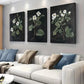 3pcs  Elegant Botanical White Flower Triptych Wall Art Set Canvas Framed 40x60cm - High Quality Print 100% Australian Made Wall Canvas Ready to Hang