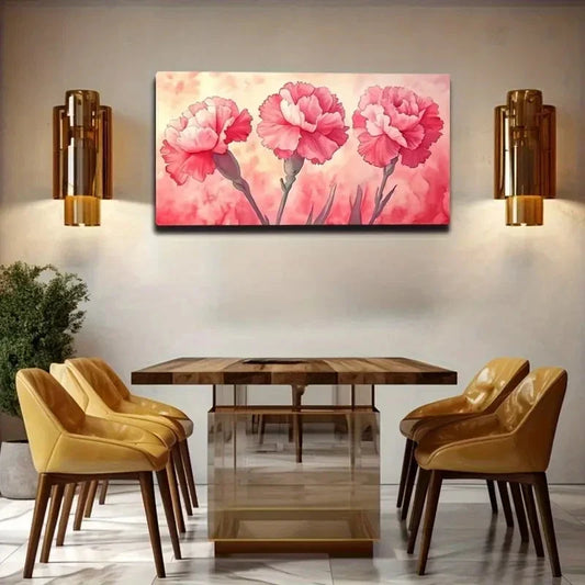 Realistic Peony Flowers Pink Wall Art Canvas Office Home Room Framed 120x60cm
