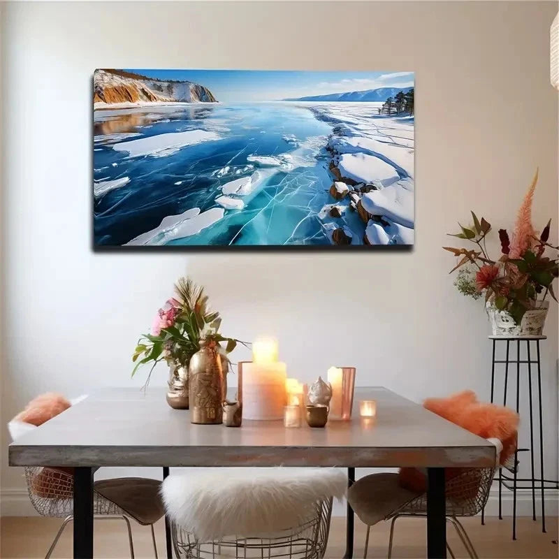 Unrestrained Glacier Space Wall Art Canvas Office Home Room Framed 120x60cm