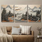 3pcs Forest Scene with Trees and Mountains Wall Art Set Canvas Framed 40x60cm - High Quality Print 100% Australian Made Wall Canvas Ready to Hang