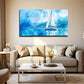 Realistic Blue Hull Sailboat Wall Art Canvas Office Home Room Framed 120x60cm