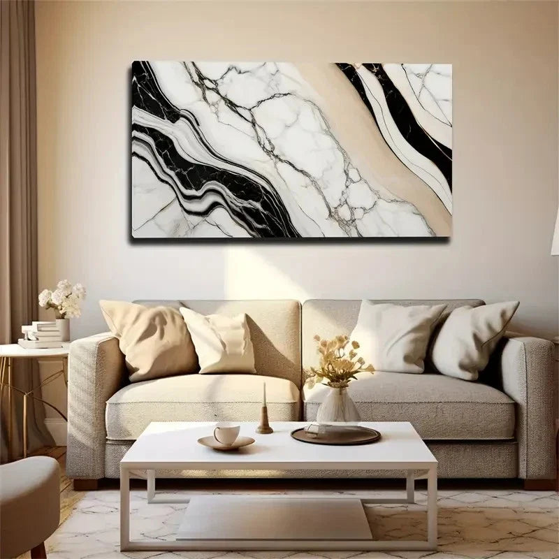 Abstract Marble Stripe Décor Wall Art Canvas Office Home Room Framed 120x60cm