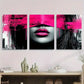3pcs Vibrant Pink & Black Blindfolded Woman Metal Print Ready to Hang Art
