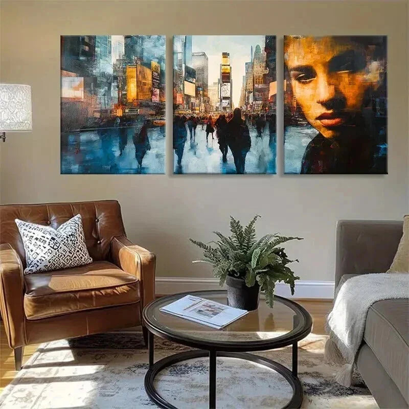 3pcs Urban Abstract Cityscape Portrait Prefect Wall Art Set Canvas Framed 40x60cm - High Quality Print 100% Australian Made Wall Canvas Ready to Hang