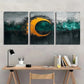 3pcs Abstract Knots Bold Black Green Golden Metal Print Ready to Hang Art