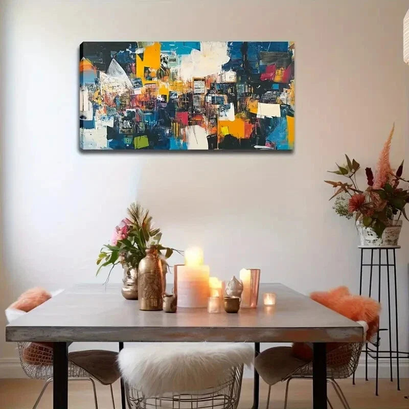 Abstract Colorful Block Design Wall Art Canvas Office Home Room Framed 120x60cm