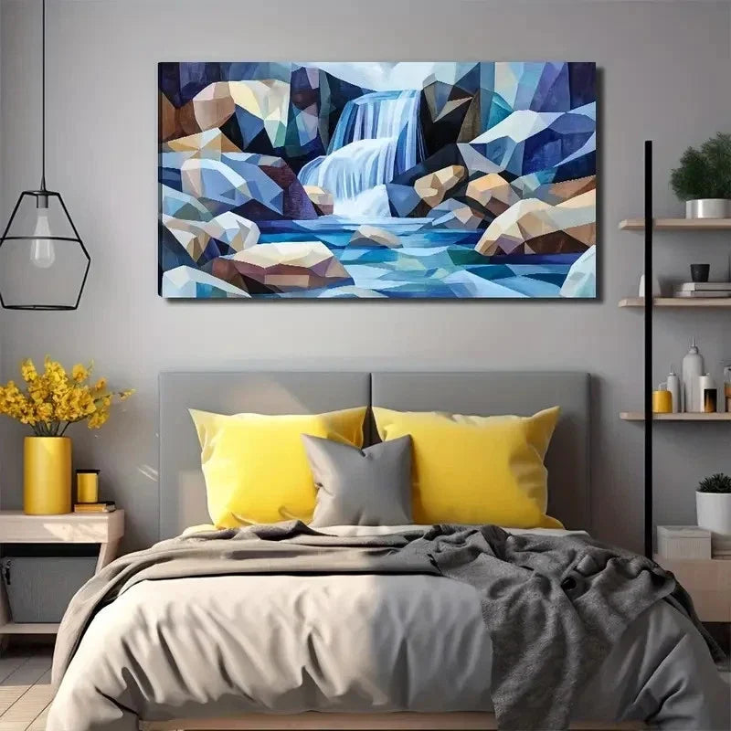 Waterfall & Stream Suitable Wall Art Canvas Office Home Room Framed 120x60cm