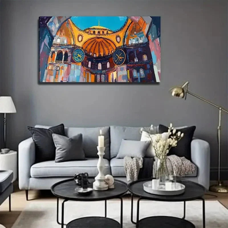 Colorful Abstract Landscape Wall Art Canvas Office Home Room Framed 120x60cm