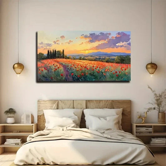 Scale Poppy Flowers Nature Wall Art Canvas Office Home Room Framed 120x60cm