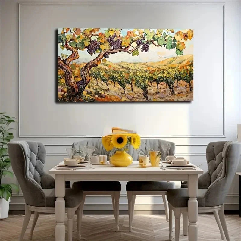 Vines Vineyards Space Vibrant Wall Art Canvas Office Home Room Framed 120x60cm