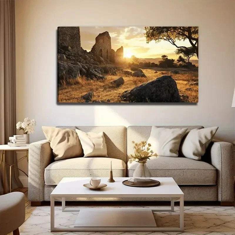 Abandoned Building Sunset Wall Art Canvas Office Home Room Framed 80x45cm