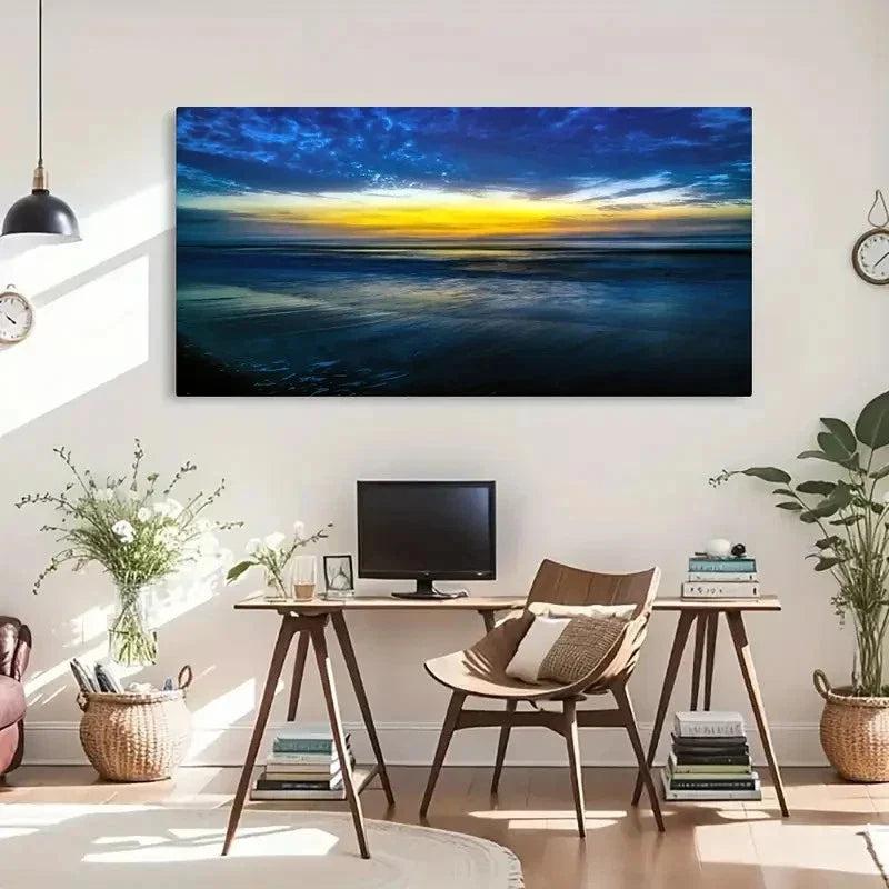 Silent Pier Moment Retro Wall Art Canvas Office Home Room Framed 120x60cm