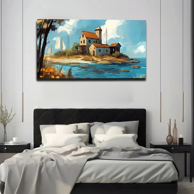 Presenting A Laid-Back Seaside Wall Art Canvas Office Home Room Framed 80x45cm