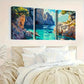 3pcs Vibrant Coastal With Blue Seas & Rocks  Wall Art Set Canvas Framed 40x60cm - High Quality Print 100% Australian Made Wall Canvas Ready to Hang