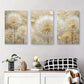 3pcs White and Golden Floral Elegant Metal Print Ready to Hang Art