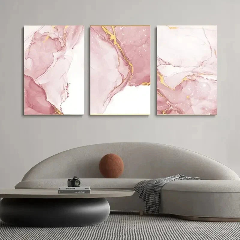 3pcs Modern Pink Silky Abstract Decor Wall Art Set Canvas Framed 40x60cm - High Quality Print 100% Australian Made Wall Canvas Ready to Hang