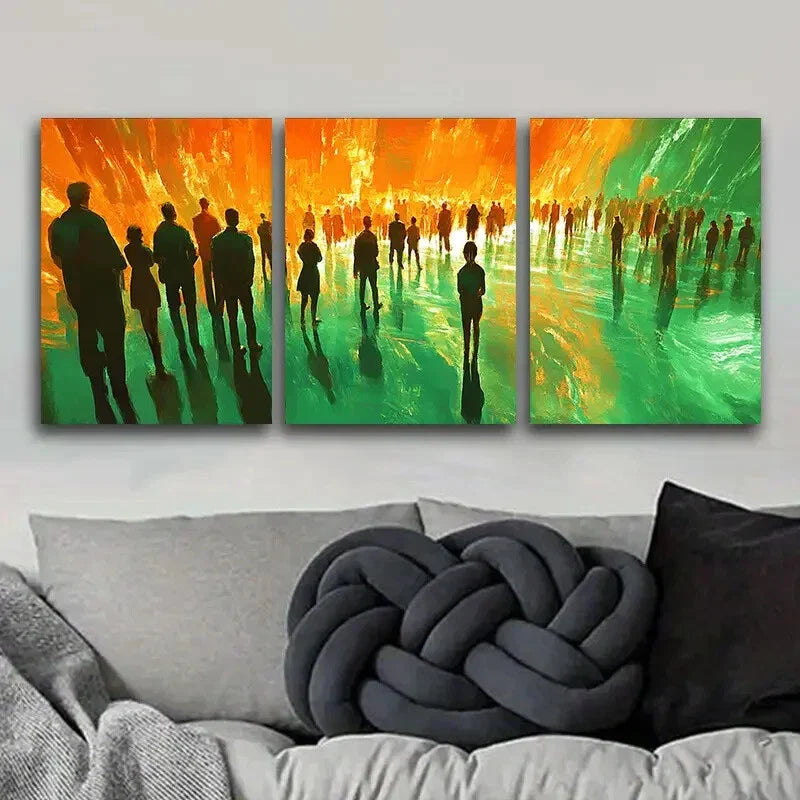 3pcs The man on the ripples Metal Print Ready to Hang Art