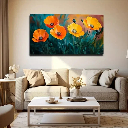 Bright And Beautiful Flowers Wall Art Canvas Office Home Room Framed 120x60cm