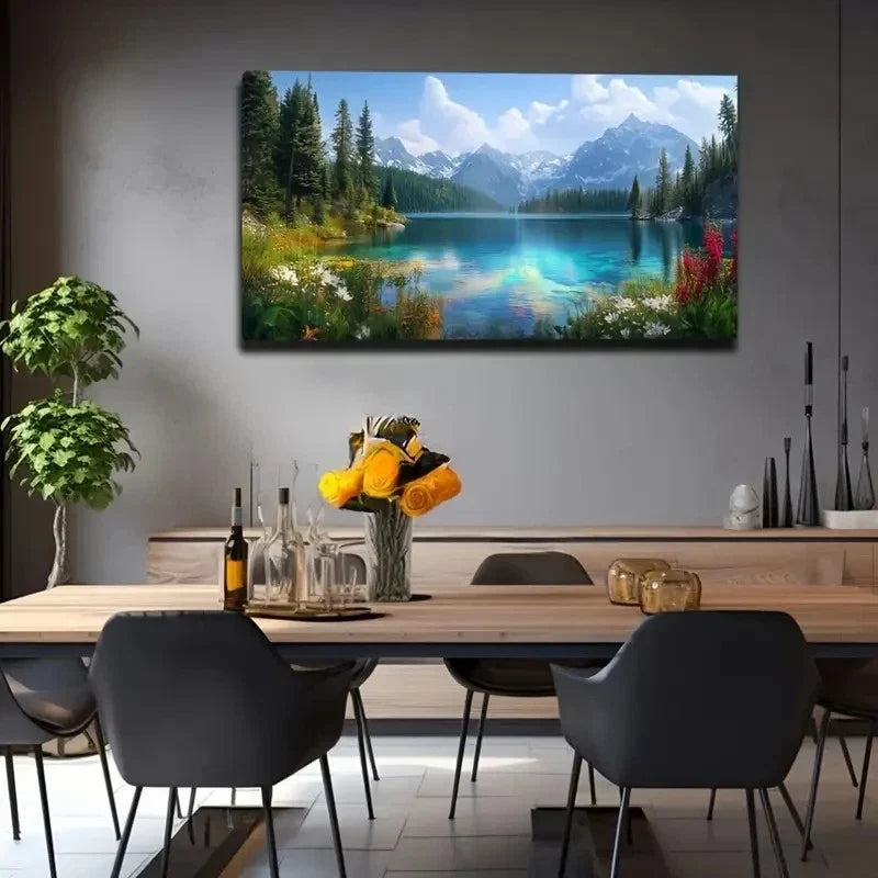 Depicting Vibrant Spring Scene Wall Art Canvas Office Home Room Framed 120x60cm