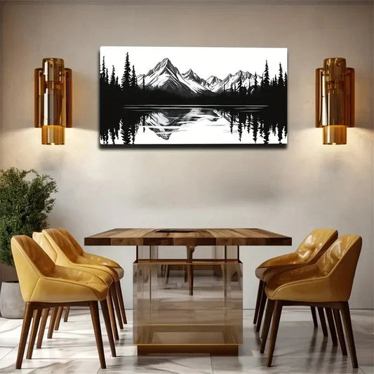 Serene Lake And Mountain Lands Wall Art Canvas Office Home Room Framed 120x60cm