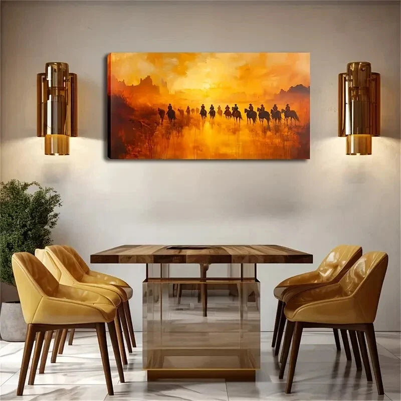 Men Running On The Land Under Wall Art Canvas Office Home Room Framed 120x60cm