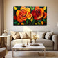 Vibrant Red Floral Wall Art Canvas Office Home Room Framed 80x45cm