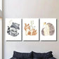 3pcs Raccoon Hedgehog Squirrel Families Wall Art Set Canvas Framed 40x60cm - High Quality Print 100% Australian Made Wall Canvas Ready to Hang