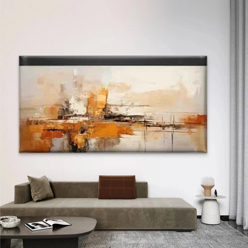 Abstract with Golden Accents Wall Art Canvas Office Home Room Framed 120x60cm
