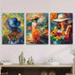 3pcs Vibrant Abstract Boho Floral Metal Print Ready to Hang Art