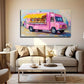 Flat Pink Store Car Suitable Wall Art Canvas Office Home Room Framed 120x60cm