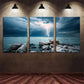 3pcs Dark Storm Sky Lightning Black Stones Metal Print Ready to Hang Art