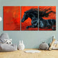 3pcs Running Black Horse Orange & Black Metal Print Ready to Hang Art