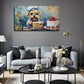 Dog Cake Decor Perfect Suitable Wall Art Canvas Office Home Room Framed 120x60cm