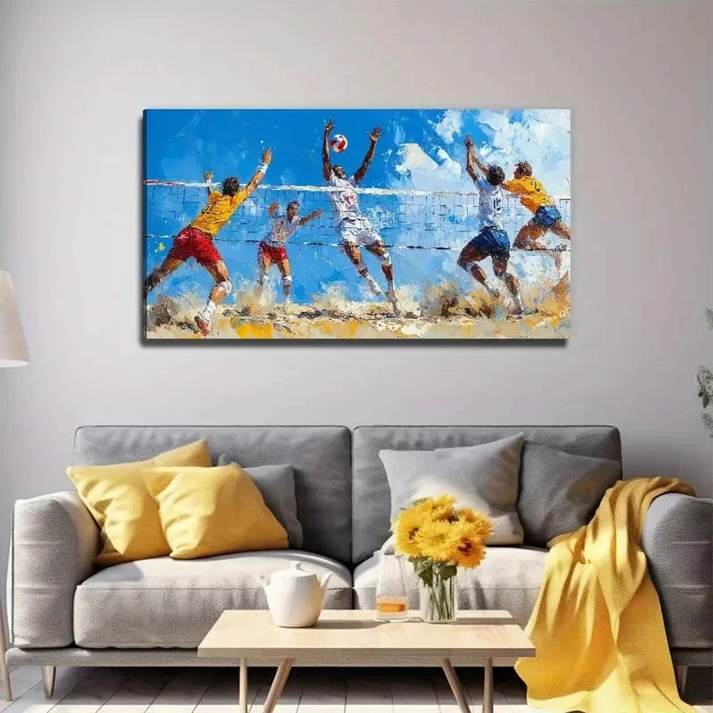 Beach Volleyball Perfect Wall Art Canvas Office Home Room Framed 80x45cm