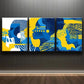 3pcs A Simple Drawing of People in Blue Perfect Wall Art Set Canvas Framed 40x60cm - High Quality Print 100% Australian Made Wall Canvas Ready to Hang