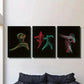 3pcs Dance Art with Neon Lines and Bright Colors Wall Art Set Canvas Framed 40x60cm - High Quality Print 100% Australian Made Wall Canvas Ready to Hang