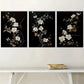 3pcs Modern Dark Simple Style Natural Flower Wall Art Set Canvas Framed 40x60cm - High Quality Print 100% Australian Made Wall Canvas Ready to Hang