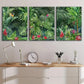 3pcs Vibrant Tropical Jungle Colorful Bird Trees Wall Art Set Canvas Framed 40x60cm - High Quality Print 100% Australian Made Wall Canvas Ready to Hang