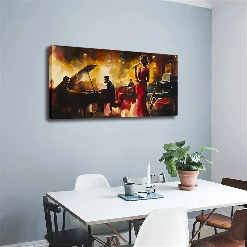 Elegant Singer and Pianist Lily Wall Art Canvas Office Home Room Framed 80x45cm