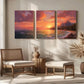 3pcs Sunset Seascape Landscape, Modern Classic Metal Print Ready to Hang Art