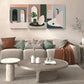 3pcs Abstract Charming Green Leaf Geometric Shapes Metal Print Ready to Hang Art