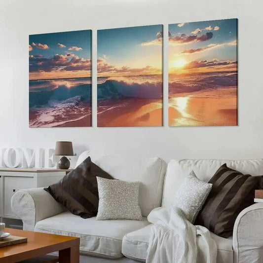3pcs Golden Lily Wall Art Set Canvas Framed 40x60cm - High Quality Print 100% Australian Made Wall Canvas Ready to Hang