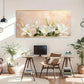 White Flowers with Green Leaves Wall Art Canvas Office Home Room Framed 80x45cm