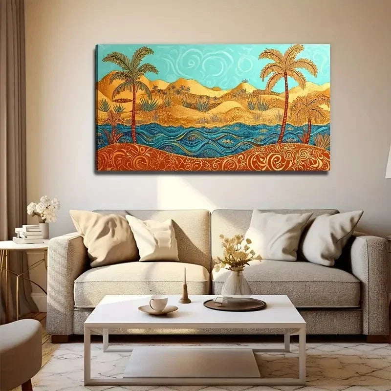 Desert River Suitable Space Wall Art Canvas Office Home Room Framed 80x45cm