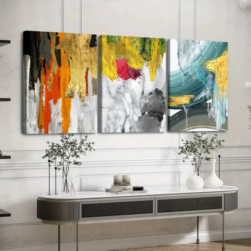 3pcs Cool Nordic Style Abstract Geometry Colors Wall Art Set Canvas Framed 40x60cm - High Quality Print 100% Australian Made Wall Canvas Ready to Hang